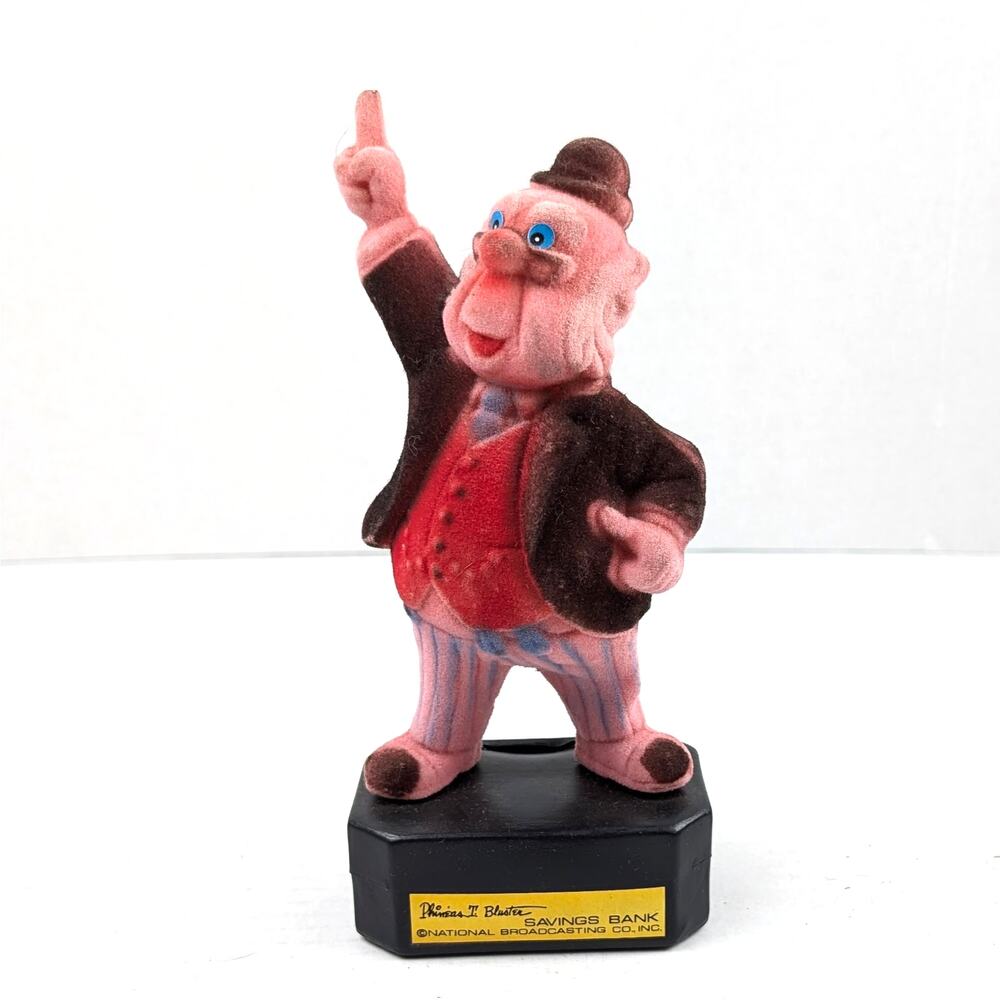 Vintage 1970s Phineas T. Bluster Savings Bank Straco Flocked Figure NBC